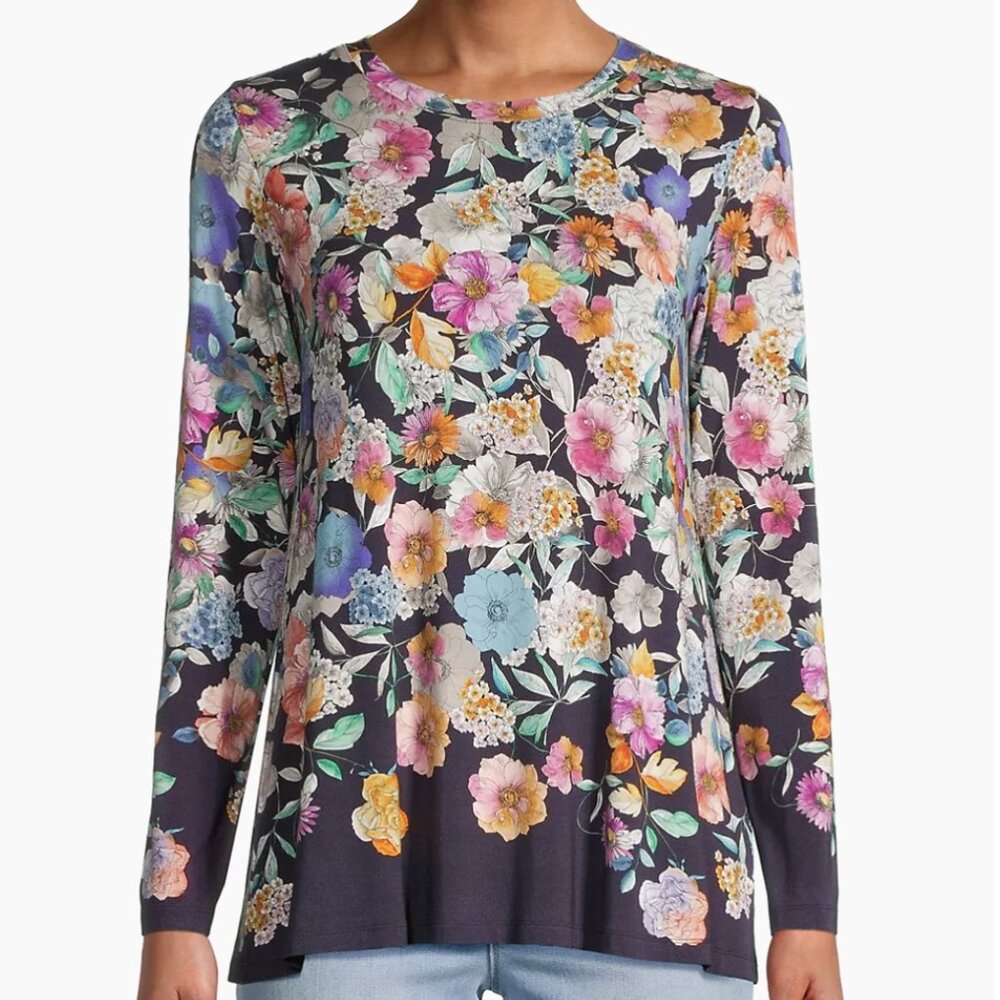 Johnny Was Fall Dance Favorite Long Sleeve Crewneck Swing Tee Top Multi L - Picture 2 of 15